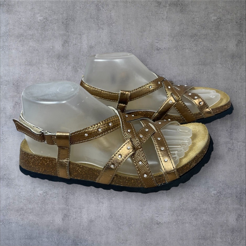 Betula Birkenstock Metallic Bronze Rhinestone Strappy Sandals Womens‎ 7 Bling